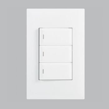 Brightstar ESW203 WHITE Modular 3 Lever 1 Way Switch - 4 X 2 White