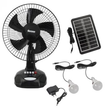 Brightstar FAN024 BLACK 5W 12'' Rechargeable Oscillating Table Fan Black