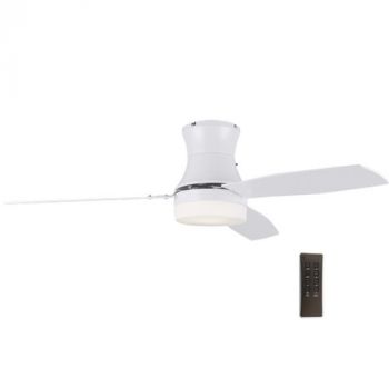 Brightstar FCF013 WHITE 30W Copper Coil Reversible DC Motor 3 Reversible Plywood White Blades Steel and Glass Ceiling Fan