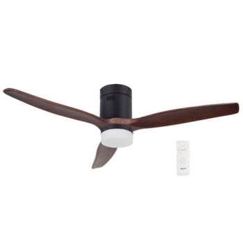 Brightstar FCF077 MATT BLACK Metal with 3 Solid Wood Blades With Remote Control Walnut Matt Black