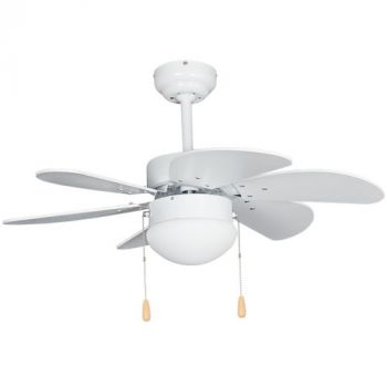 Brightstar FCF083 WHITE Metal Ceiling Fan with Opal Glass 6 White Blades 30'' (76.2cm) White