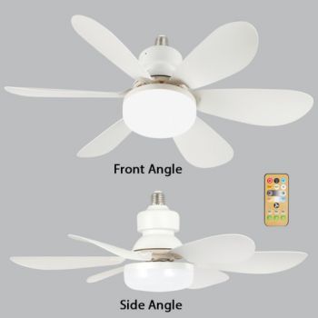 Brightstar FCF090 WHITE Mini Plastic Ceiling Fan with light and Remote Control White