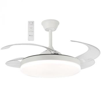 Brightstar FCF092 WHITE 42W LED CCT Ceiling Fan White with Clear ABS Retractable Blades