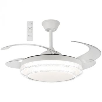 Brightstar FCF094 WHITE 42W LED CCT Ceiling Fan White with Clear ABS Retractable Blades