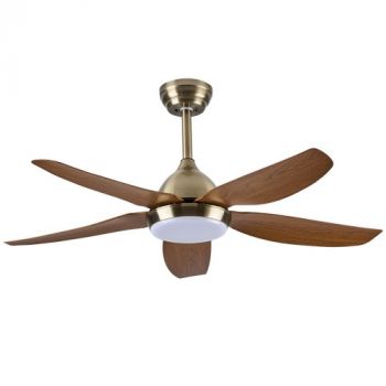 Brightstar FCF097 ANTIQUE 18W LED CCT Ceiling Fan Antique Brass with Wood Finish ABS Blades