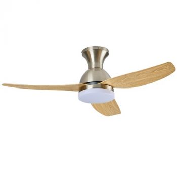 Brightstar FCF100 SATIN 18W LED CCT Ceiling Fan Satin Chrome with Light Wood Finish ABS Blades
