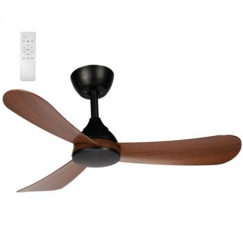 Brightstar FCF114 BLACK 30W DC Motor 3 Dark Wood Finish ABS Blades with Remote Ceiling Fan Black No Light