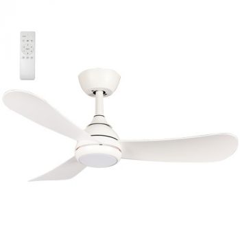 Brightstar FCF115 WHITE 18W Led Cct 30W Dc Motor 3 Dark Wood Finish Abs Blades with Remote Ceiling Fan White