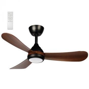 Brightstar FCF116 BLACK 18W Led Cct 30W Dc Motor 3 Dark Wood Finish Abs Blades with Remote Ceiling Fan Black
