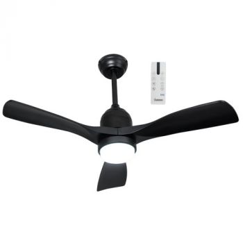 Brightstar FCF125 OUTDOOR 15W LED CCT 20W DC Motor Outdoor/Indoor Ceiling Fan IP65 Black with 3 Black Blades