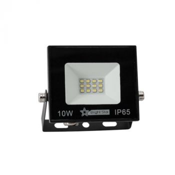Brightstar FL070 BLACK 10W LED Slimline Die Cast Aluminium Flood Light with Tempered Glass Lens