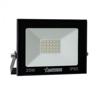 Brightstar FL071 BLACK 20W LED Slimline Die Cast Aluminium Flood Light with Tempered Glass Lens