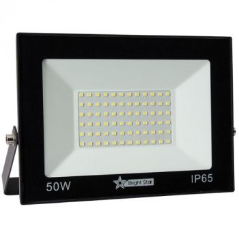 Brightstar FL073 BLACK 50W LED Slimline Die Cast Aluminium Flood Light with Tempered Glass Lens