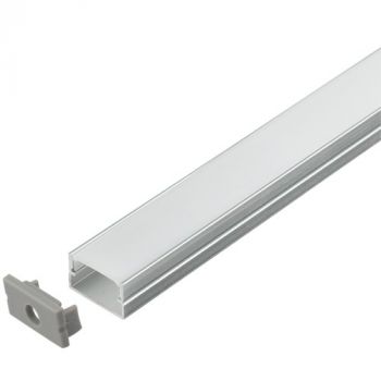 Brightstar HVS415 SURFACE 3M Silver Surface Aluminium Profile with PC Cover (Includes 2 x End Caps, 1 x Cover, 6 Installations Clips)