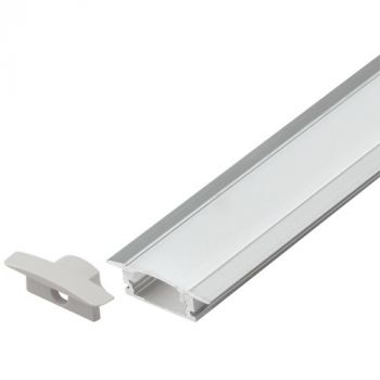 Brightstar HVS416 RECESS 3M Silver Recessed Aluminium Profile with PC Cover (Includes 2 x End Caps, 1 x Cover, 6 Installations Clips)