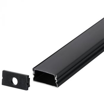 Brightstar HVS430 BLACK SURFACE 3M Black Surface Aluminium Profile with PC Cover (Includes 2 x End Caps, 1 x Cover, 6 Installations Clips)