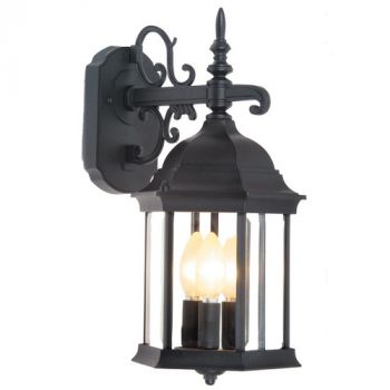 Brightstar WYN-L106 BLACK 6 Panel Down Facing Clear Glass Open at Base Die Cast Aluminium