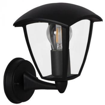 Brightstar L360 BLACK 4 Panel Upfacing Die Cast Aluminium and Clear Polycarbonate Cover Outdoor Wall Light Black