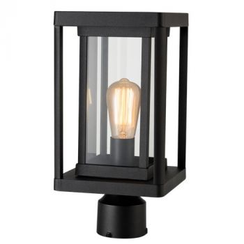 Brightstar L511 BLACK Aluminium Pillar with Clear Glass