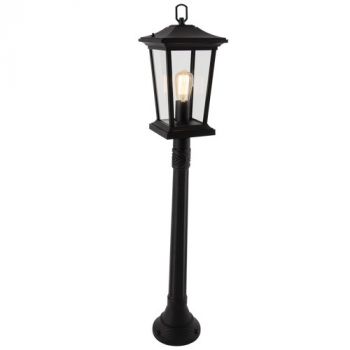 Brightstar L515 BLACK Aluminium Standing Lantern with Clear Glass