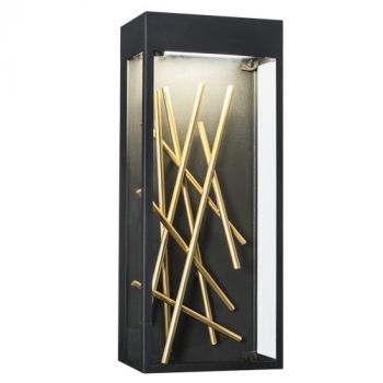 Brightstar L540 BLACK 20W LED Metal and Clear Glass IP54 Outdoor Wall Light Black and Gold