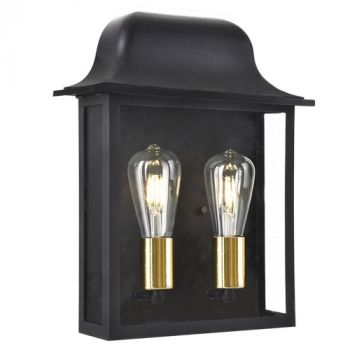 Brightstar L542 BLACK Outdoor Half lantern with Die cast Luminium and metal with clear Glass IP54 Black