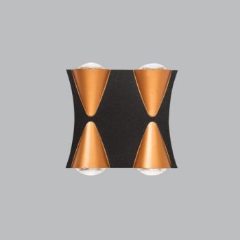 Brightstar L555 BLACK/GOLD 4W LED Wall Bracket Up and Down Facing IP65 Black and Gold