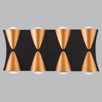 Brightstar L556 BLACK/GOLD 8W LED Wall Bracket Up and Down Facing IP65 Black and Gold