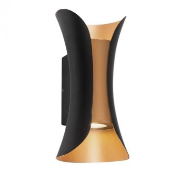 Brightstar L562 BLACK/GOLD 10W Die Cast Aluminium Up and Down Facing IP65 Outdoor Wall Light Black and Gold