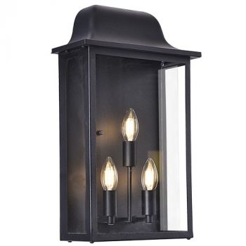 Brightstar L582 BLACK Metal Aluminium and Clear Glass IP54 E14 Outdoor Wall Light Black