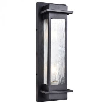 Brightstar L584 BLACK Metal with Clear Ribbed Glass IP54 Outdoor Wall Light Black