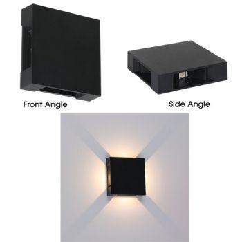 Brightstar L618 BLACK 4W LED 4000K 4 Way Light with Adjustable Beam Angle, IP54 Lantern Outdoor Wall Light
