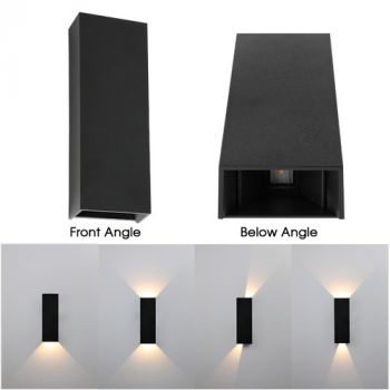 Brightstar L620 BLACK 6W LED 4000K Up and Down Facing, Adjustable Beam Angle, IP54 Lantern Outdoor Wall Light