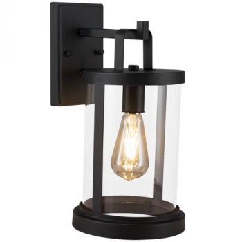 Brightstar L623 BLACK Metal with Clear Glass IP44 E27 Outdoor Wall Light Black