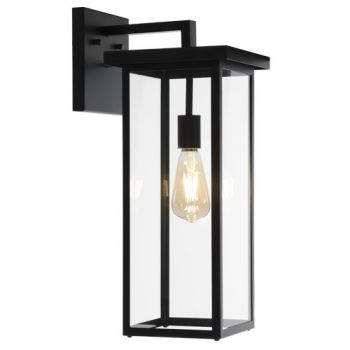 Brightstar L625 BLACK Metal with Clear Glass IP44 E27 Outdoor Wall Light Black