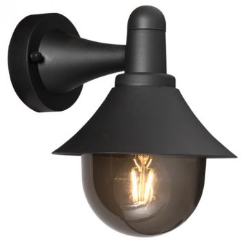Brightstar L628 BLACK Plastic Outdoor Wall Light E27 IP44 with Smoke Colour PC Cover Black