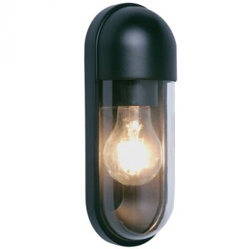Brightstar L632 BLACK Plastic Wall Light with Clear PC Cover E27 IP65 Black