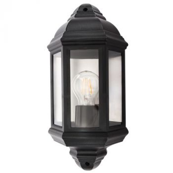 Brightstar L9007 BLACK Pvc Half Lantern 3 Clear Polycarbonate Panels