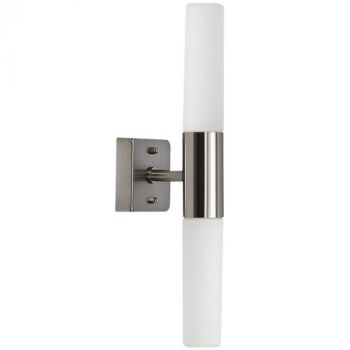 Brightstar ML009 Satin Chrome Satin Chrome Wall Bracket with Two Sealed Cylindrical Shape White Glasses