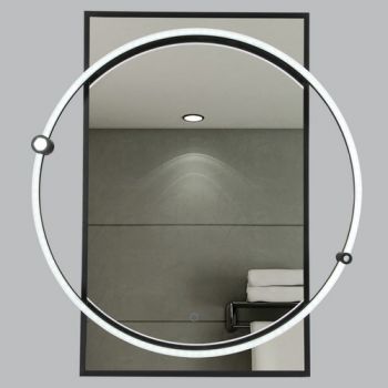 Brightstar ML062 BLACK 18W LED Rectangular Mirror with Metal Frame LED and Touch Switch IP44 Dimmable Matt Black
