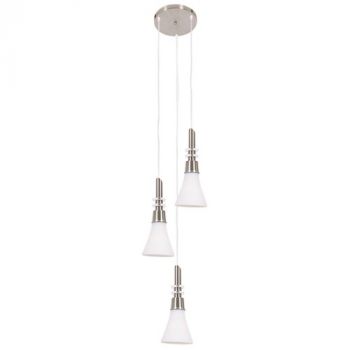 Brightstar PEN076/3 SATIN Satin Chrome Pendants with White Glass