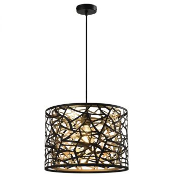 Brightstar PEN143 SAND BLACK Metal Pendant with Inner Gold Metal Frame E27 Sand Black and Gold