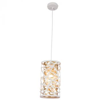 Brightstar PEN145 MATT WHITE Metal Pendant with Inner Gold Metal Frame E27 Matt White