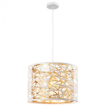 Brightstar PEN146 MATT WHITE Metal Pendant with Inner Gold Metal Frame E27 Matt White