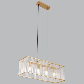 Brightstar PEN148 GOLD Iron and Clear Acrylic Pendant 4xE27 Gold