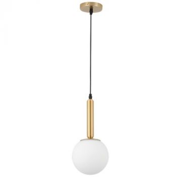 Brightstar PEN154 BRASS Metal and White Glass Pendant E27 Brass
