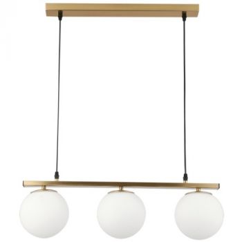 Brightstar PEN155/3 BRASS Metal and White Glass Pendant 3 x E27 Brass