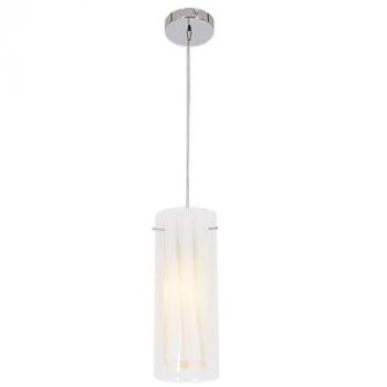 Brightstar PEN164 WHITE Polished Chrome Pendant with Patterned Clear and FrostedOuter Glass and Colour Inner Glass