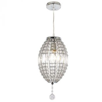 Brightstar PEN167/1 CHROME Polished Chrome Pendant with Clear Acrylic Crystals