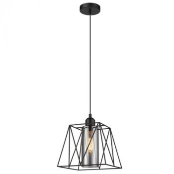 Brightstar PEN201 BLACK Metal Pendant with Smoke Colour Inner Glass Black